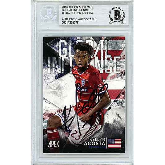 2016 Topps Apex MLS Global Influence — Kellyn Acosta Team USA Autographed Trading Card — Beckett Authentication