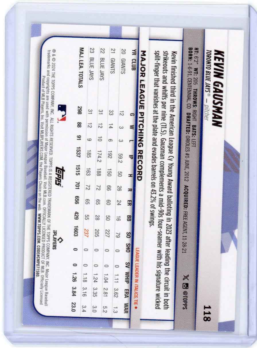 2024 Topps Big League #118 Kevin Gausman Blue Jays Card
