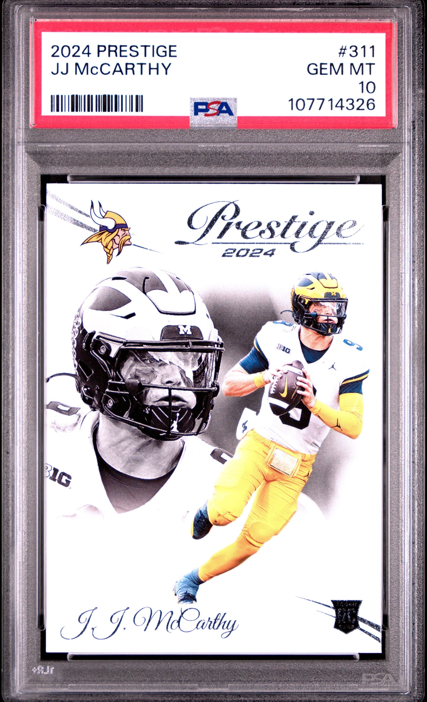Graded 2024 Panini Prestige JJ McCarthy #311 Rookie RC Football Card PSA 10 Gem Mint