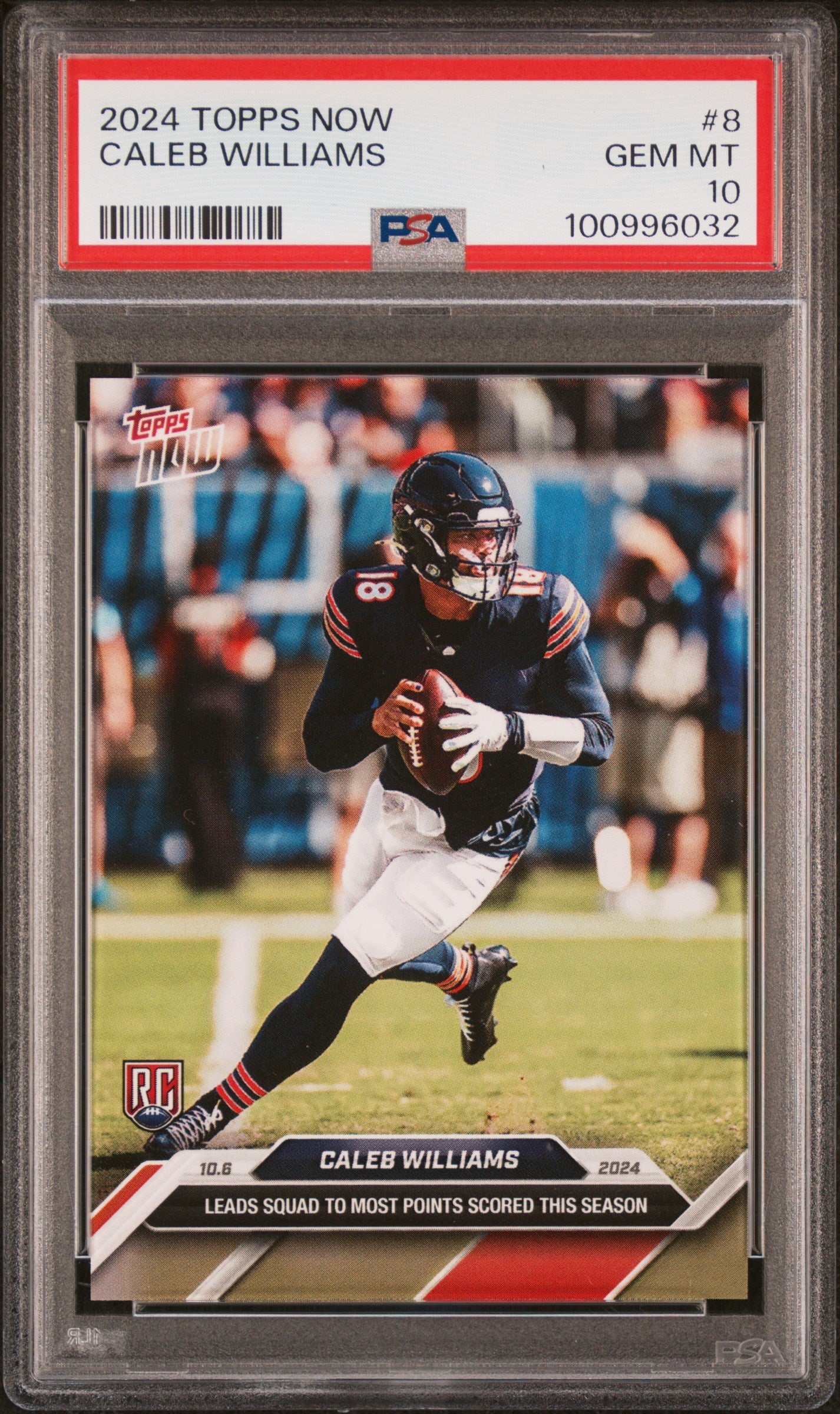 Graded 2024 Topps Now Caleb Williams #8 Rookie RC Football Card PSA 10 – Sport Cards
