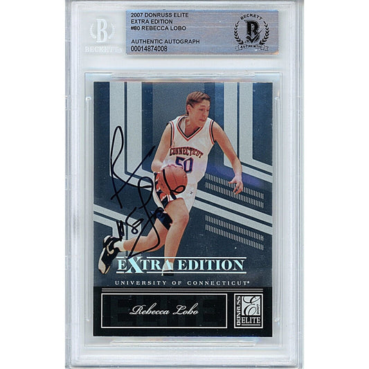 Rebecca Lobo UConn Huskies Signed 2007 Donruss NCAA Basketball Card Beckett Slab
