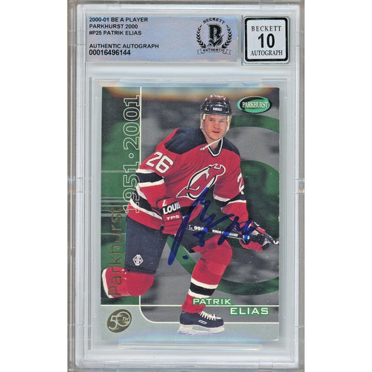 Patrik Elias New Jersey Devils Signed 2000 BAP Parkhurst Card BGS Auto 10 Graded Slab