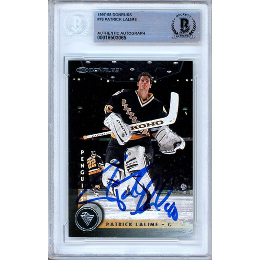 Patrick Lalime Pittsburgh Penguins Signed 1997-98 Donruss Hockey Card Beckett Auth Auto