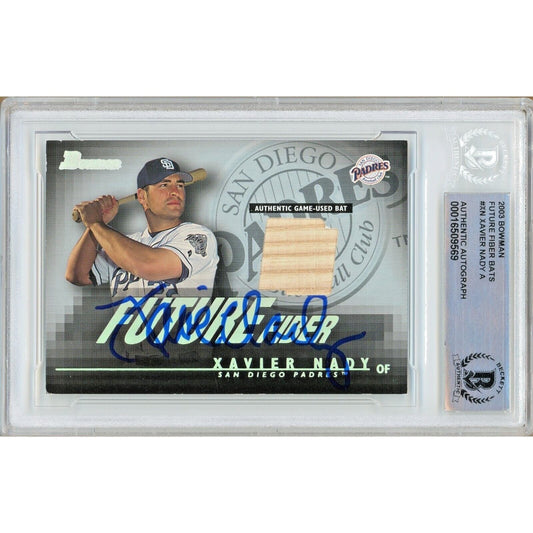Xavier Nady San Diego Padres Signed 2003 Bowman Future Fiber Bats Card Beckett Auth Auto