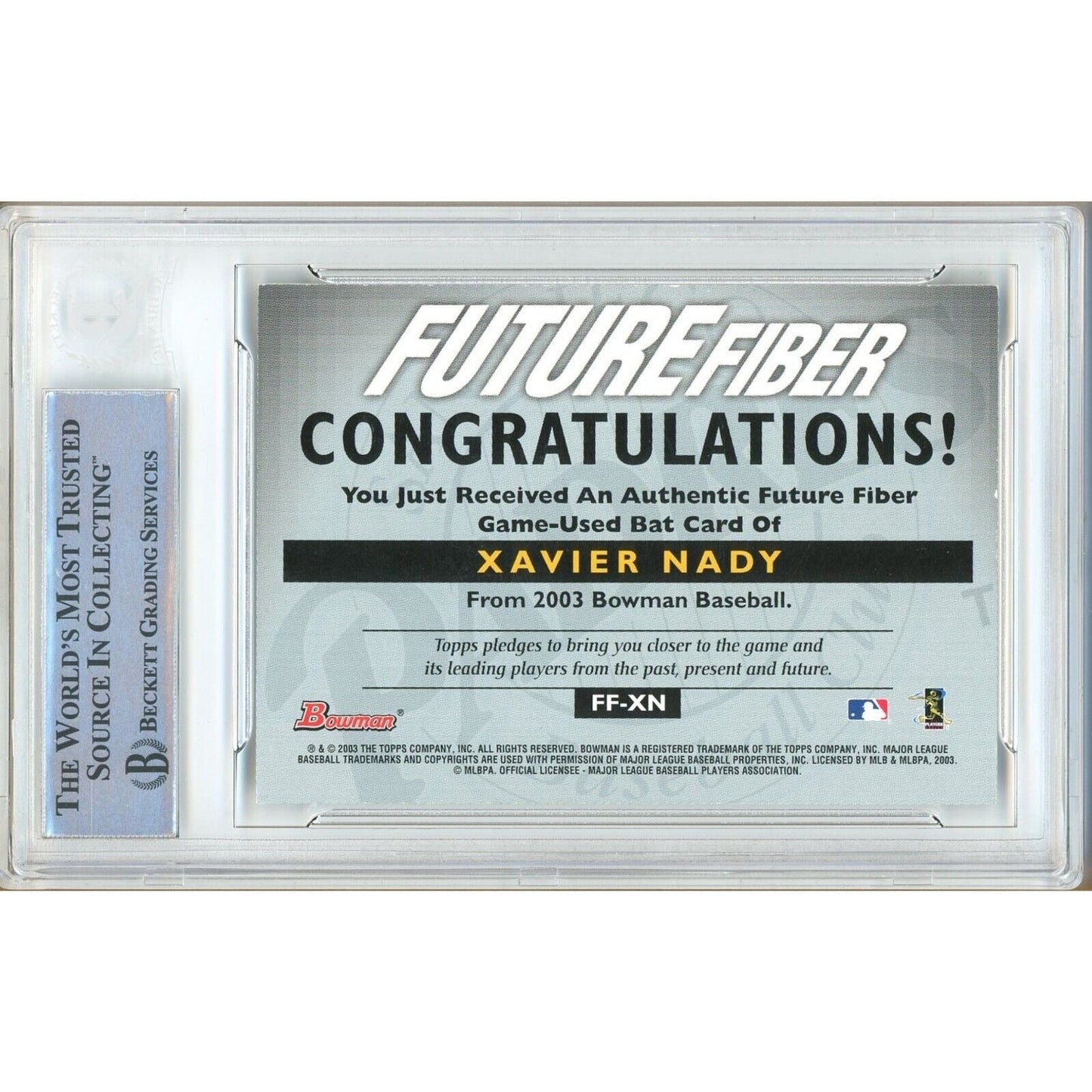 Xavier Nady San Diego Padres Signed 2003 Bowman Future Fiber Bats Card Beckett Auth Auto