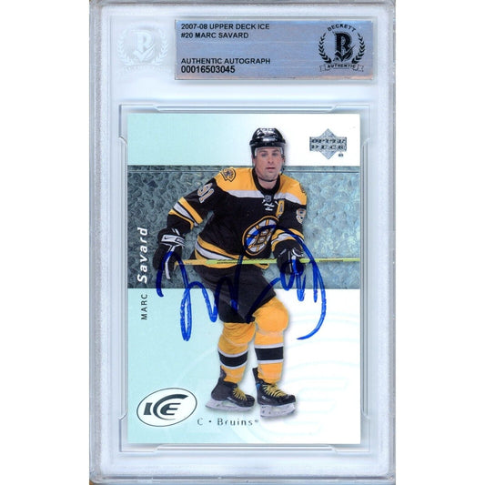 Marc Savard Boston Bruins Signed 2007-08 Upper Deck Ice Card Beckett Auth Auto Slab