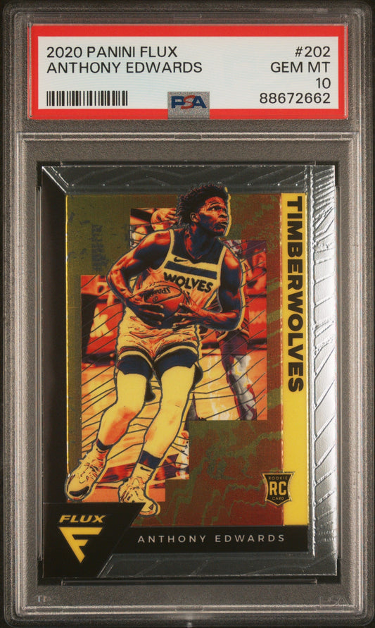 Graded 2020 Panini Flux Anthony Edwards #202 Rookie RC Basketball Card PSA 10 Gem Mint