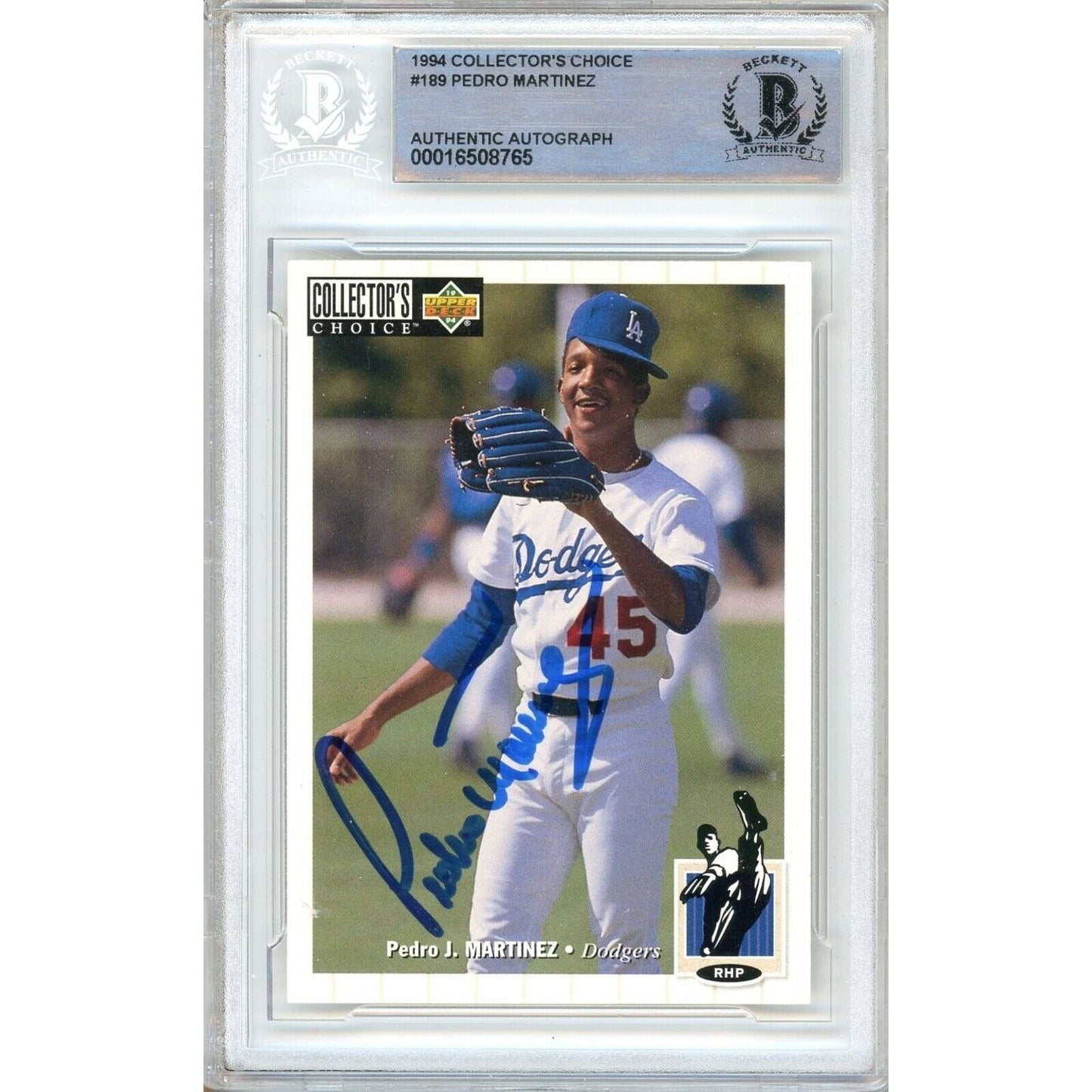 Pedro Martinez Los Angeles Dodgers Signed 1994 Collectors Choice Card Beckett Auth Auto