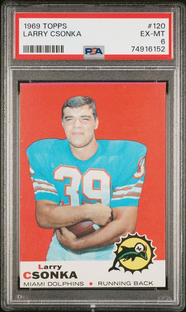 Graded 1969 Topps Larry Csonka #120 Rookie RC Football Card PSA 6 EX-MT