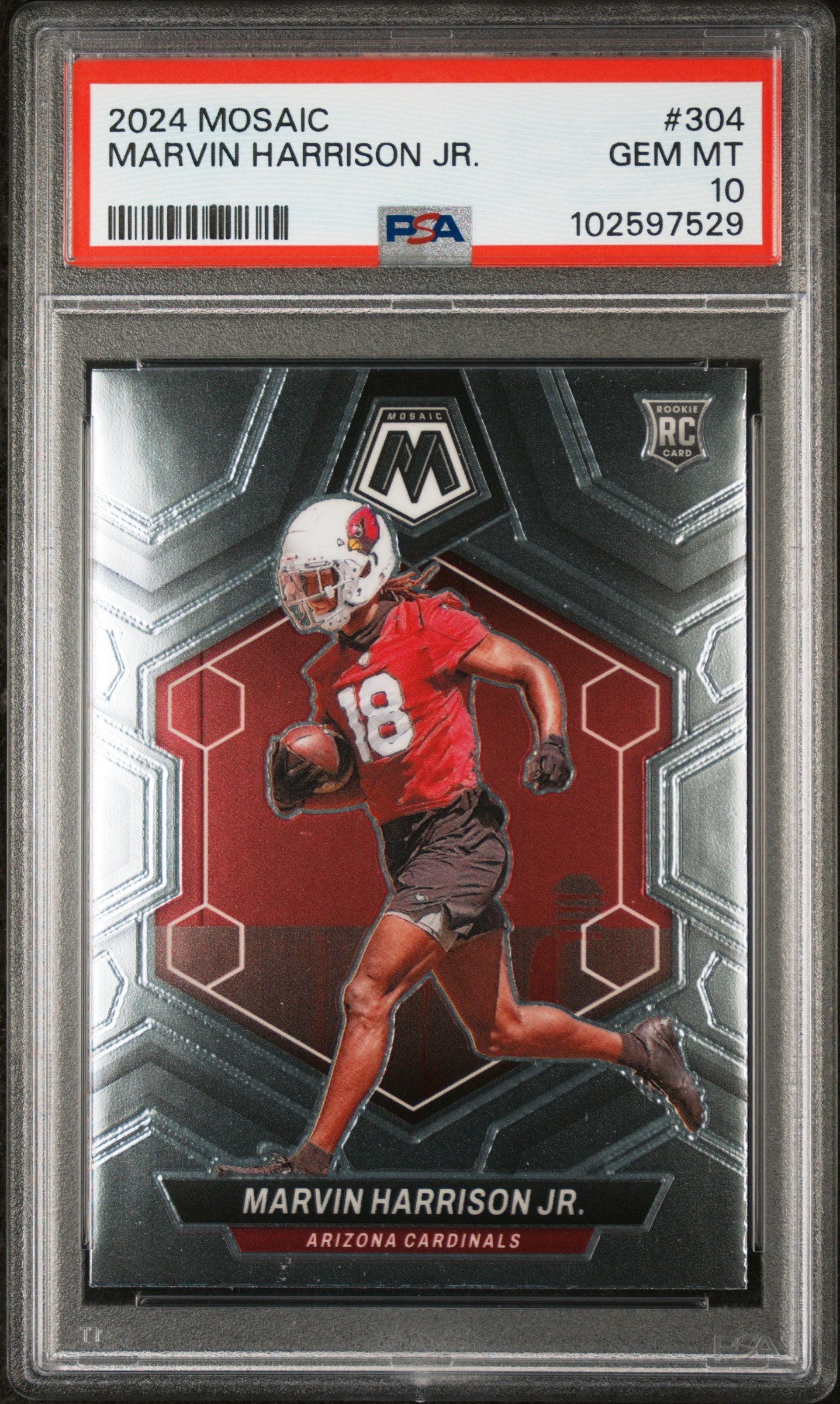 Graded 2024 Panini Mosaic Marvin Harrison Jr #304 Rookie RC Football Card PSA 10 Gem Mint - Sport Cards