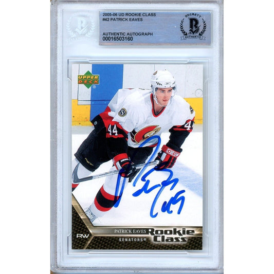 Patrick Eaves Senators Signed 2006-07 Upper Deck Rookie Class Card BAS Auth Auto Slab