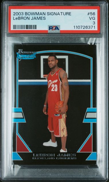 Graded 2003 Bowman Signature LeBron James #56 /1250 Rookie RC Basketball Card PSA 3