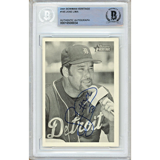 2001 Bowman Heritage #145— Jose Lima Detroit Tigers Autographed Trading Card — Beckett Authentication