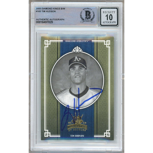 Tim Hudson Oakland Athletics Signed 2005 Diamond Kings B/W Card BGS Auto 10 Graded