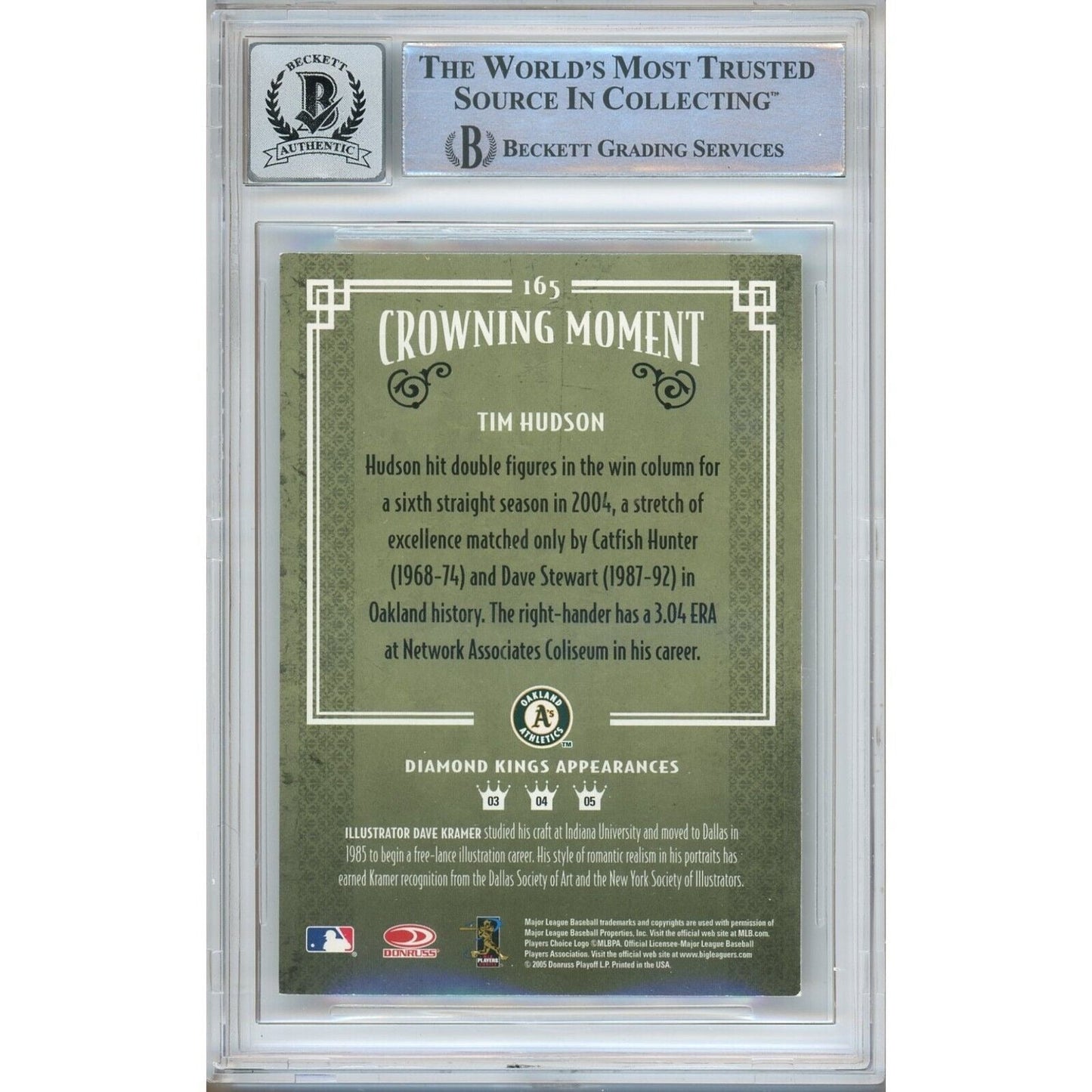 Tim Hudson Oakland Athletics Signed 2005 Diamond Kings B/W Card BGS Auto 10 Graded
