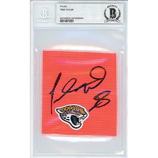 Fred Taylor Jacksonville Jaguars Autographed Football End Zone Pylon Cut — Beckett Authentication