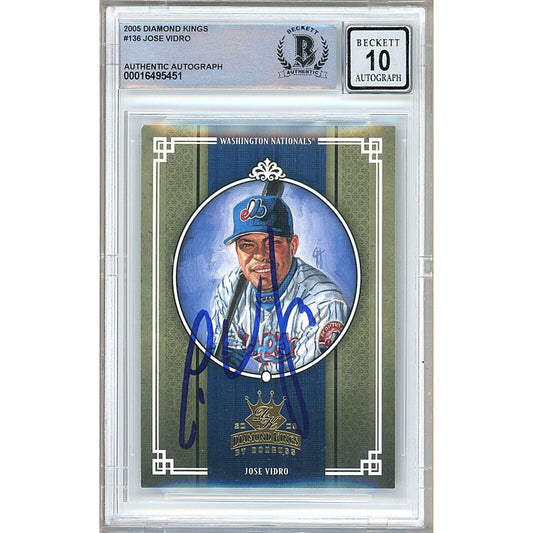 2005 Donruss Diamond Kings — Jose Vidro Montreal Expos Autographed Trading Card — Beckett Authentication