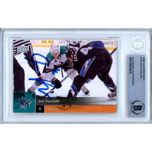 2009–10 Upper Deck #153 — Joe Pavelski San Jose Sharks Autographed Trading Card — Beckett Authentication