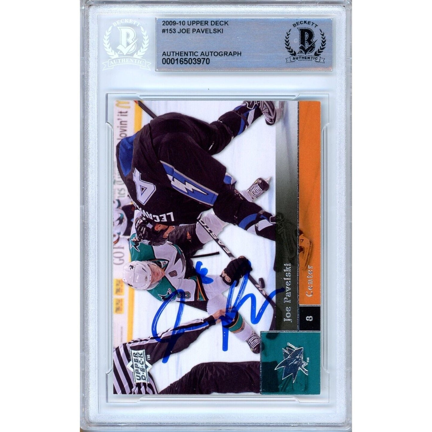 2009–10 Upper Deck #153 — Joe Pavelski San Jose Sharks Autographed Trading Card — Beckett Authentication
