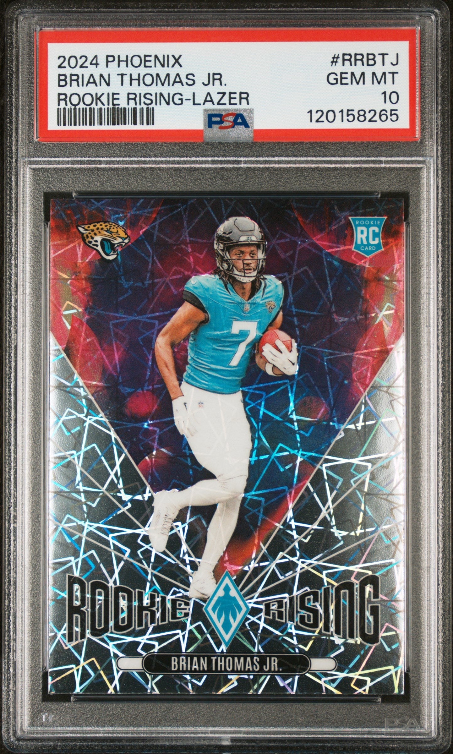 Graded 2024 Panini Phoenix Brian Thomas Jr #RRBTJ Rookie Rising Lazer Rookie RC Football Card PSA 10 Gem Mint