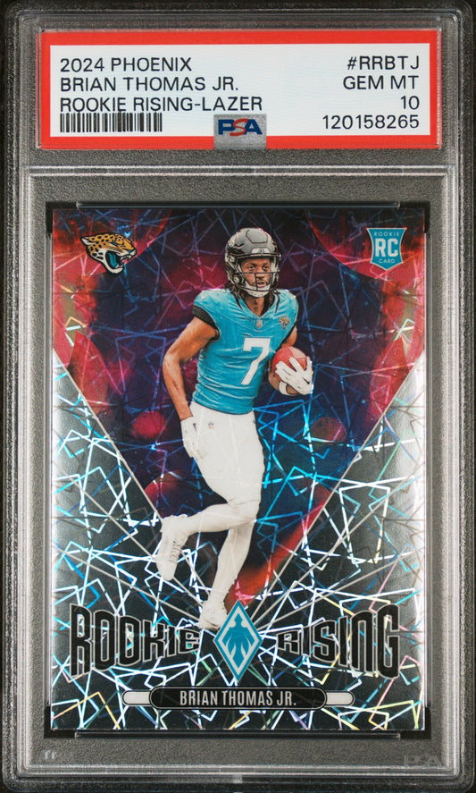 Graded 2024 Panini Phoenix Brian Thomas Jr #RRBTJ Rookie Rising Lazer Rookie RC Football Card PSA 10 Gem Mint