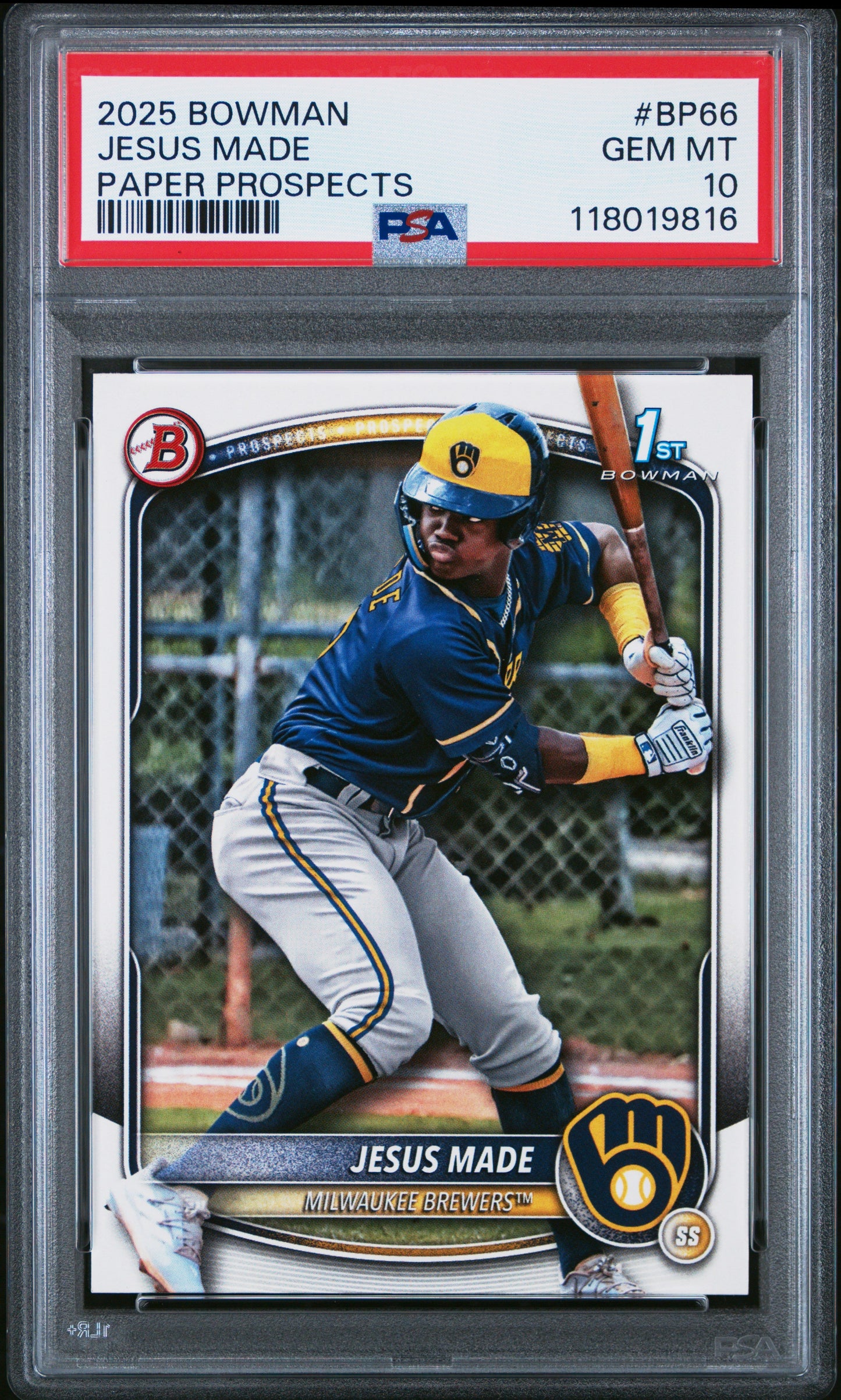 Graded 2025 Topps Bowman Jesus Made #BP66 Paper Prospects Rookie RC Baseball Card PSA 10 Gem Mint