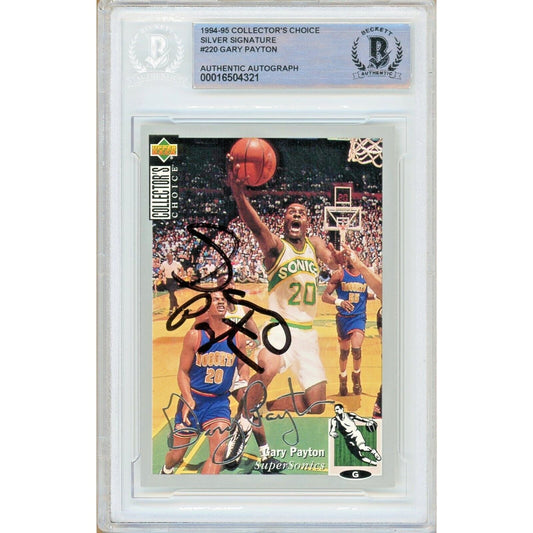 1994-95 UD Collectors Choice #220 — Gary Payton Seattle Supersonics Autographed Trading Card — Beckett Authentication