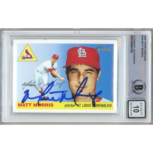 Matt Morris St Louis Cardinals Signed 2004 Topps Heritage Card BGS Auto 10 Graded Slab