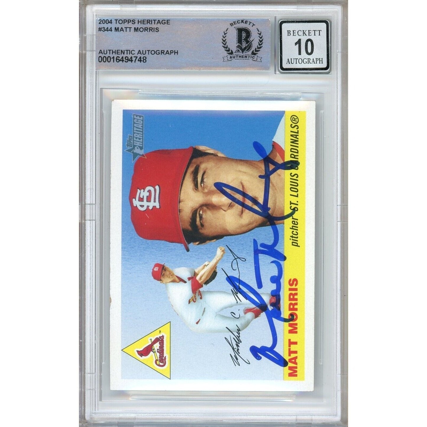 Matt Morris St Louis Cardinals Signed 2004 Topps Heritage Card BGS Auto 10 Graded Slab
