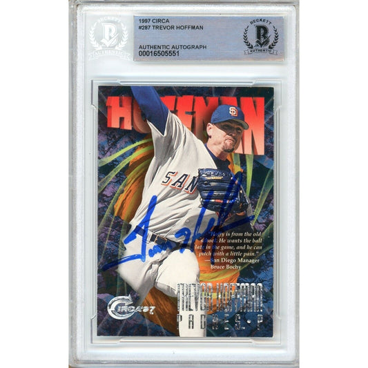 Trevor Hoffman San Diego Padres Signed 1997 Circa Baseball Card Beckett Authentic Auto Slab