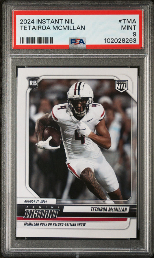 Graded 2024 Panini Instant NIL Tetairoa McMillan #TMA Rookie RC Football Card PSA 9 Mint