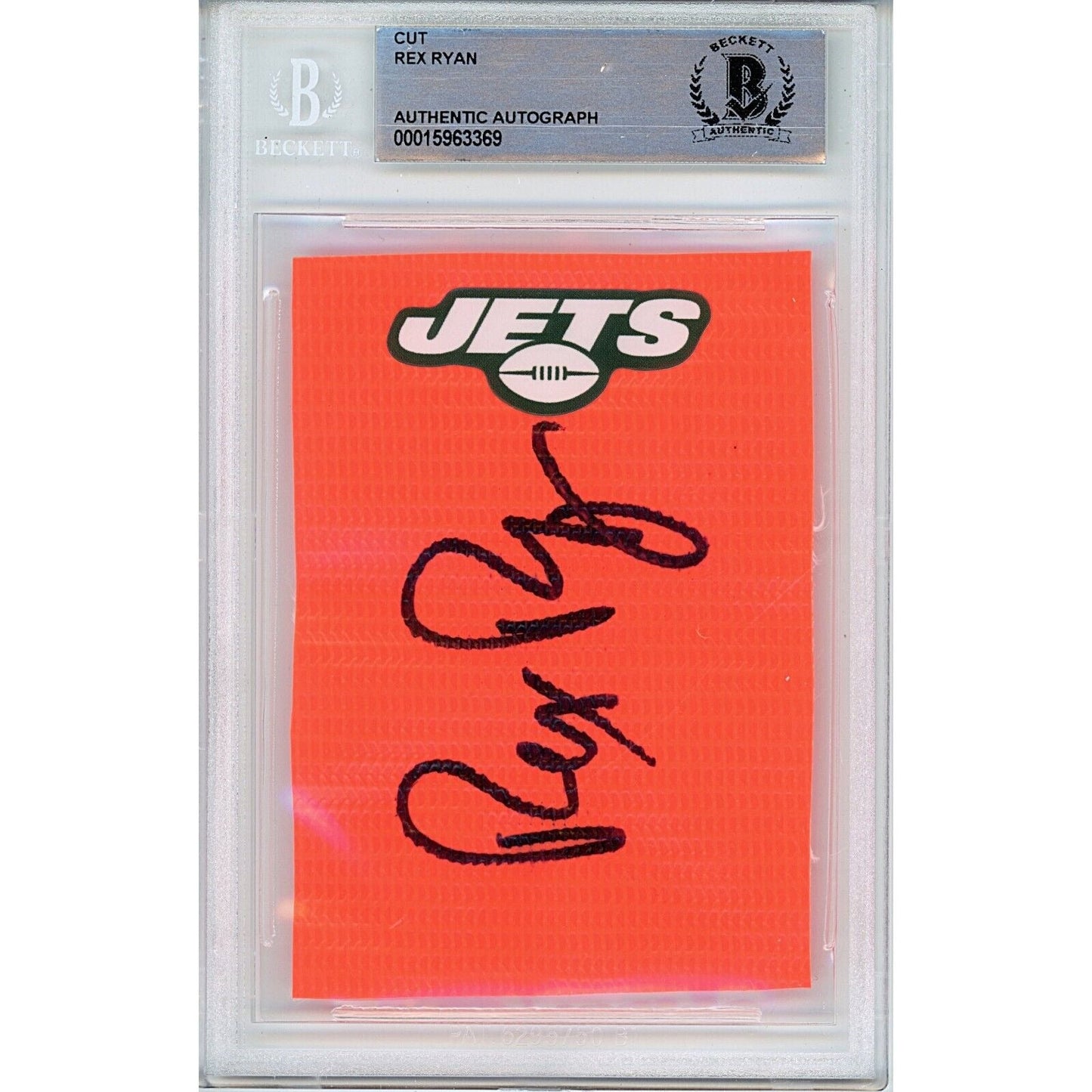 Rex Ryan New York Jets Signed Football Pylon Signature Cut Beckett Authentic Auto Slab