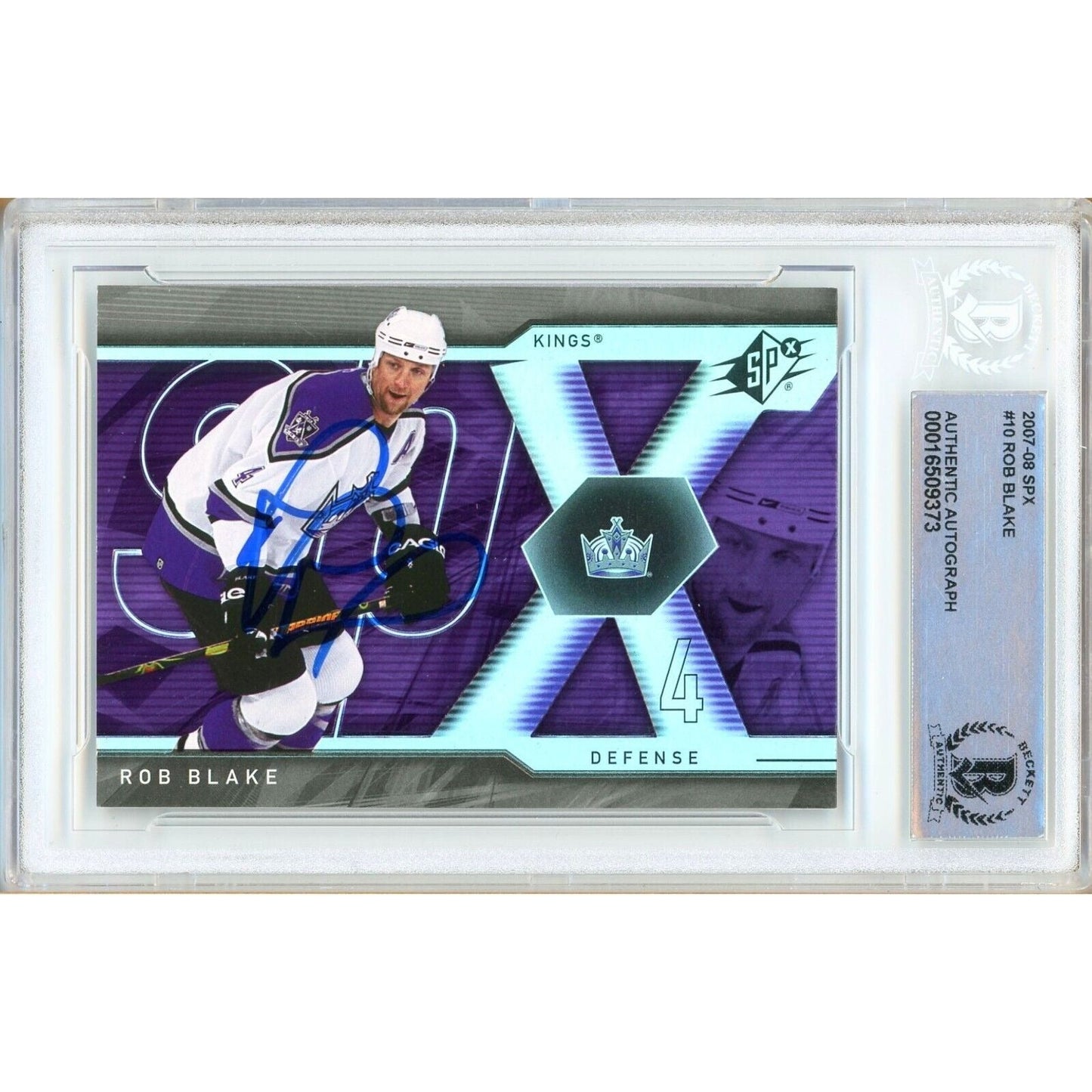 Rob Blake Los Angeles Kings Signed 2007-08 SPx Hockey Card Beckett Authentic Auto Slab