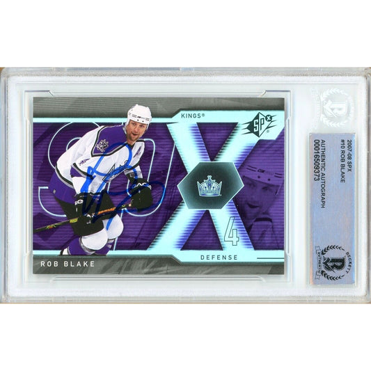 Rob Blake Los Angeles Kings Signed 2007-08 SPx Hockey Card Beckett Authentic Auto Slab