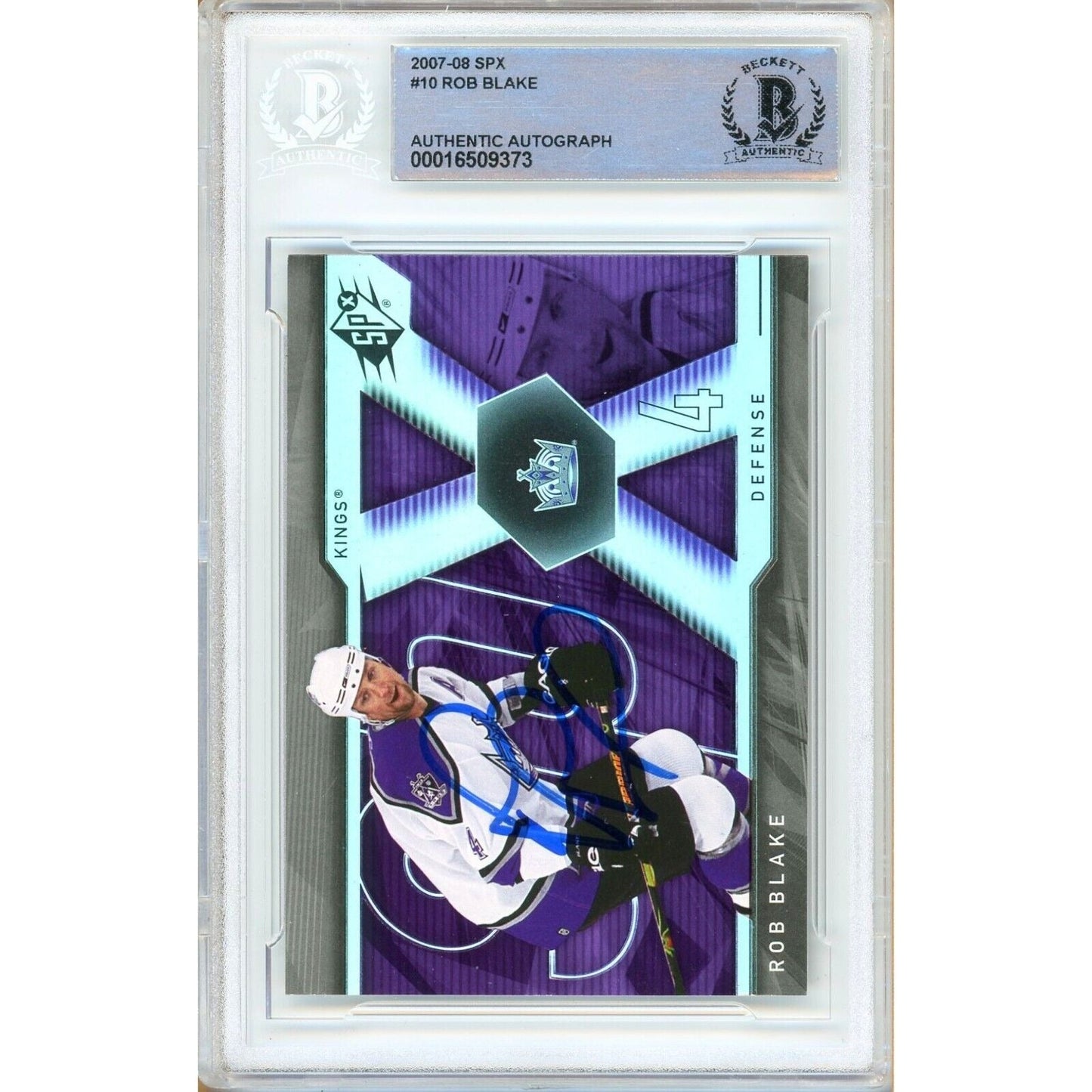 Rob Blake Los Angeles Kings Signed 2007-08 SPx Hockey Card Beckett Authentic Auto Slab