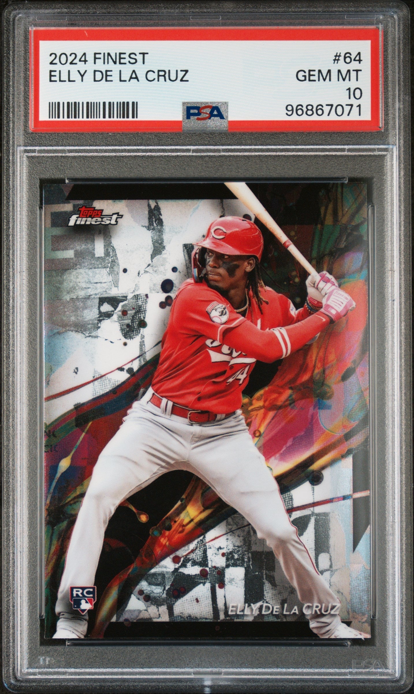 Graded 2024 Topps Finest Elly De La Cruz #64 Rookie RC Baseball Card PSA 10 Gem Mint