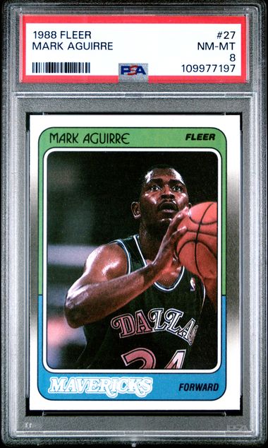 Graded 1988 Fleer Mark Aguirre #27 Basketball Card PSA 8 NM-MT - Sport Cards