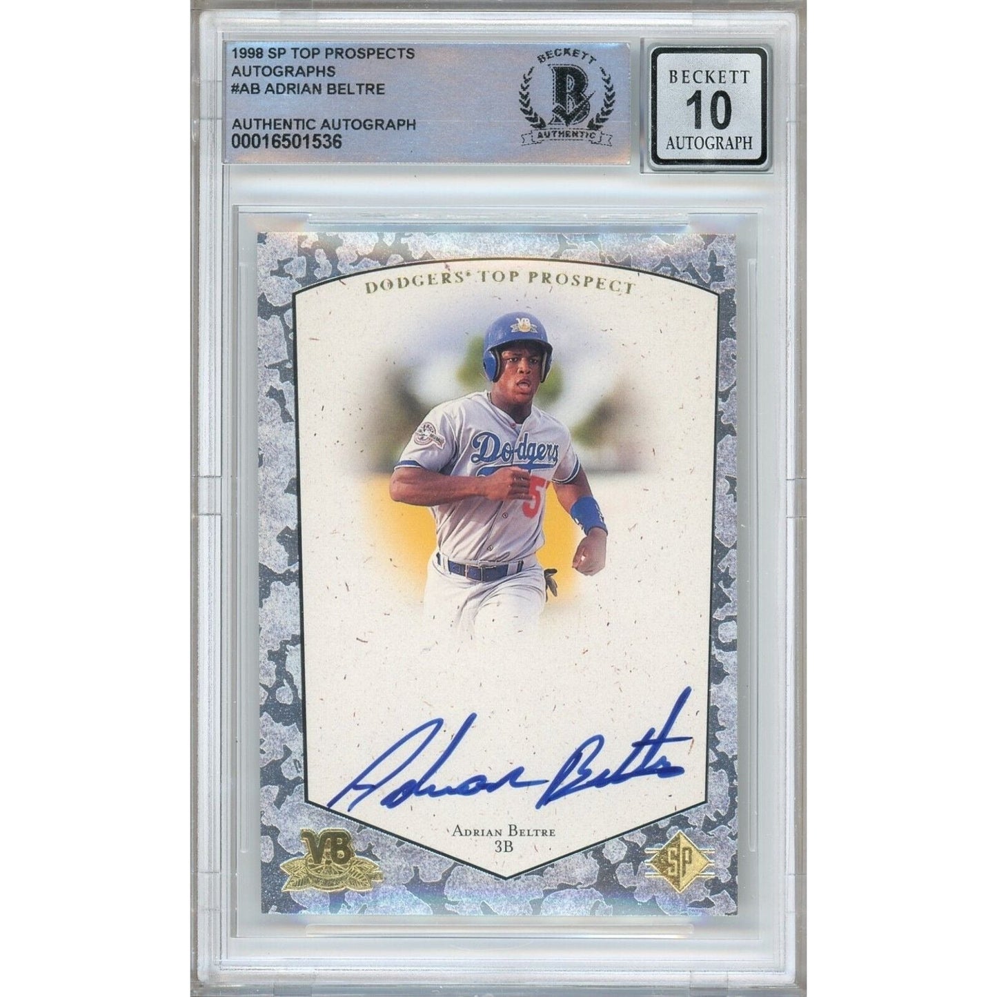 1998 SP Top Prospects Autographs #AB — Adrian Beltre Los Angeles Dodgers Signed Trading Card — Beckett Authentication