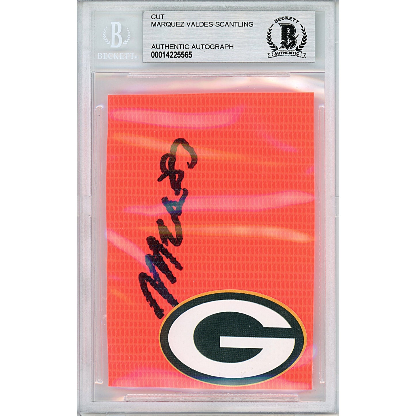 Marquez Valdes Scantling Signed Green Bay Packers Football Pylon Piece Sig Cut Beckett