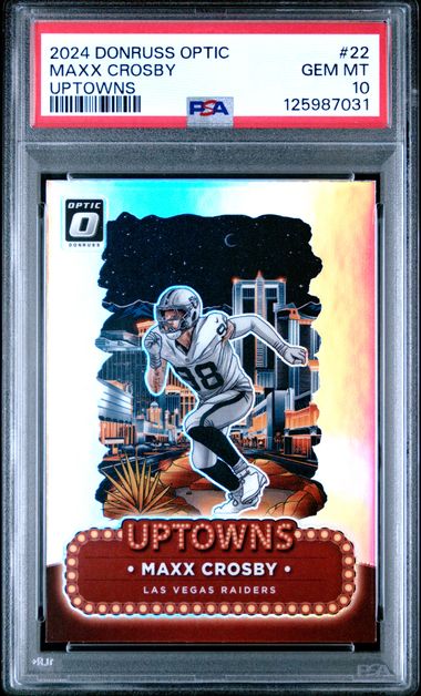 Graded 2024 Panini Donruss Optic Maxx Crosby #22 Uptowns Football Card PSA 10 Gem Mint