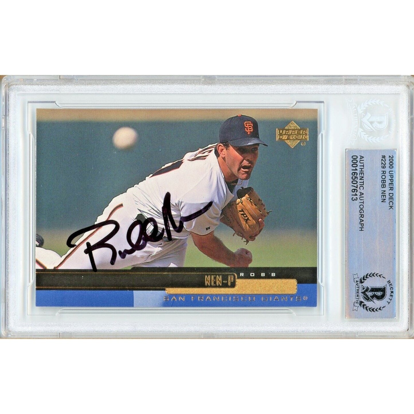 Robb Nen San Francisco Giants Signed 2000 Upper Deck Card Beckett Authentic Auto Slab
