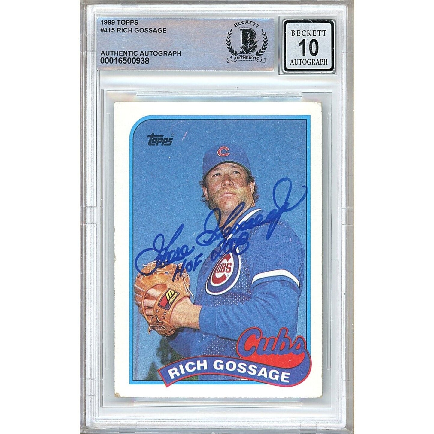 1989 Topps #415 — Goose Gossage Chicago Cubs Autographed Trading Card — Beckett Authentication
