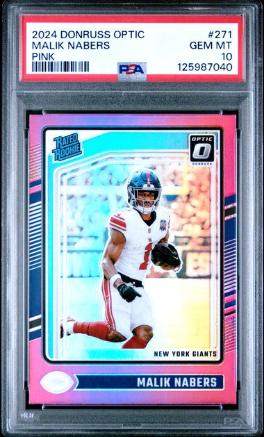 Graded 2024 Panini Donruss Optic Pink Malik Nabers #271 Rookie RC Football Card PSA 10 Gem Mint