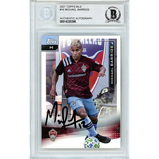 Michael Barrios Signed Colorado Rapids 2021 Topps MLS Soccer Card Beckett Auth Auto Slab