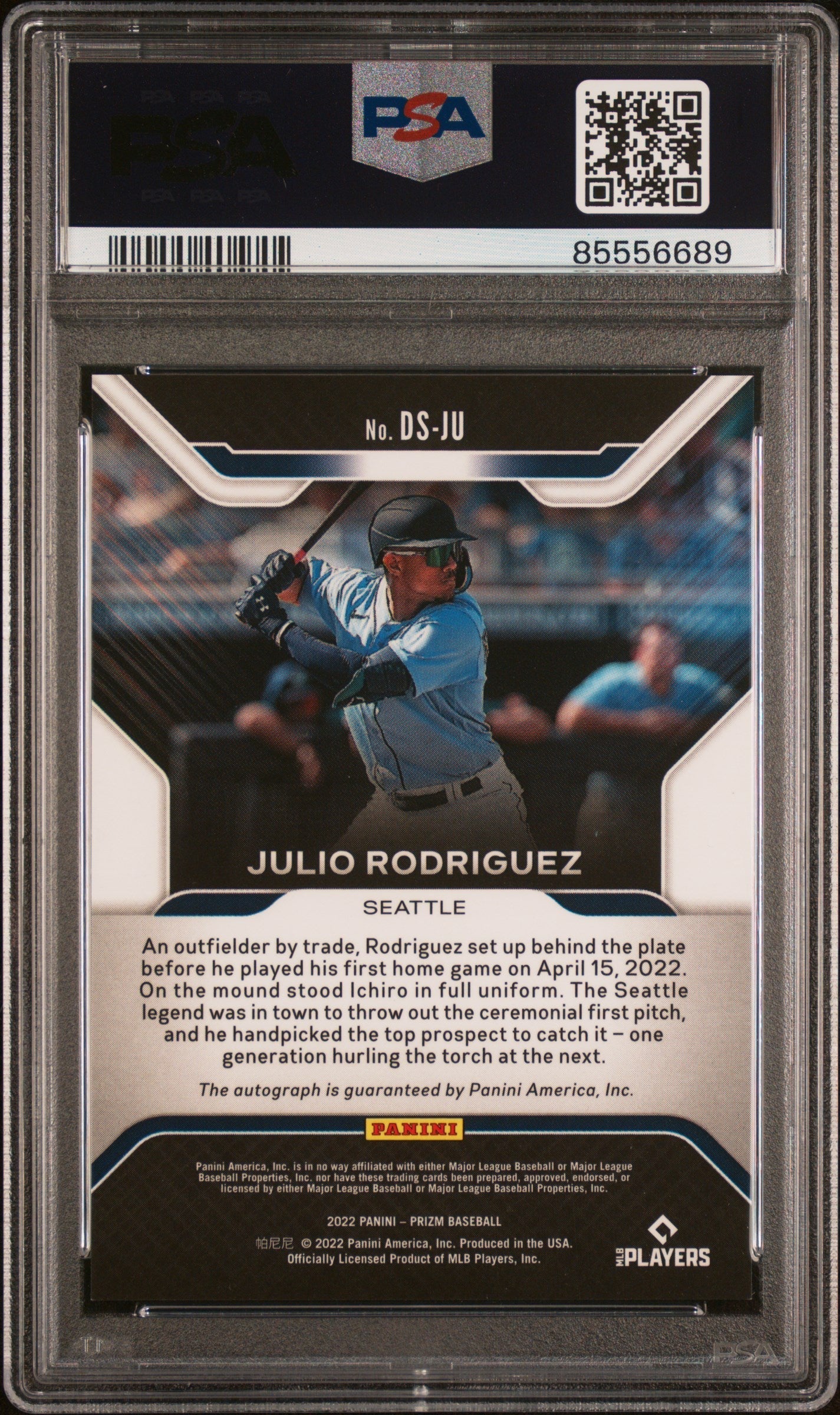 Graded 2022 Panini Prizm Julio Rodriguez #DSJU Debut Signature AUTO Rookie RC Baseball Card PSA 10 Gem Mint