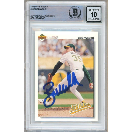 1992 Upper Deck #452 — Bob Welch Oakland Athletics Autographed Trading Card — Beckett Authentication