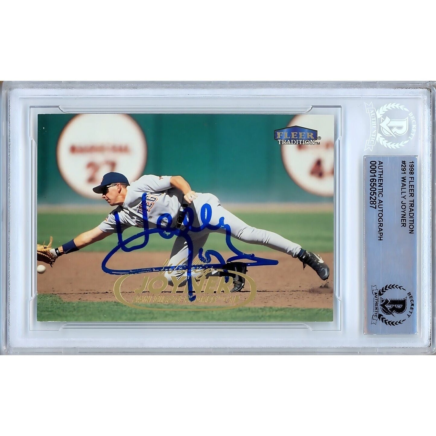Wally Joyner San Diego Padres Signed 1998 Fleer Tradition Card Beckett Authentic Auto Slab
