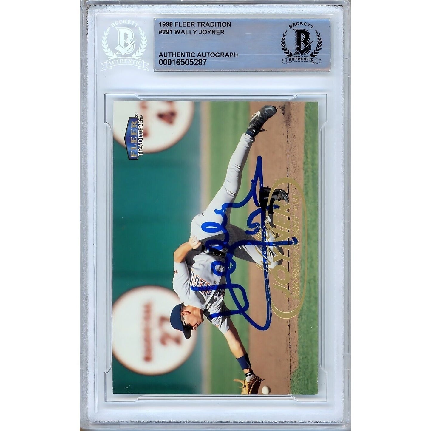 Wally Joyner San Diego Padres Signed 1998 Fleer Tradition Card Beckett Authentic Auto Slab