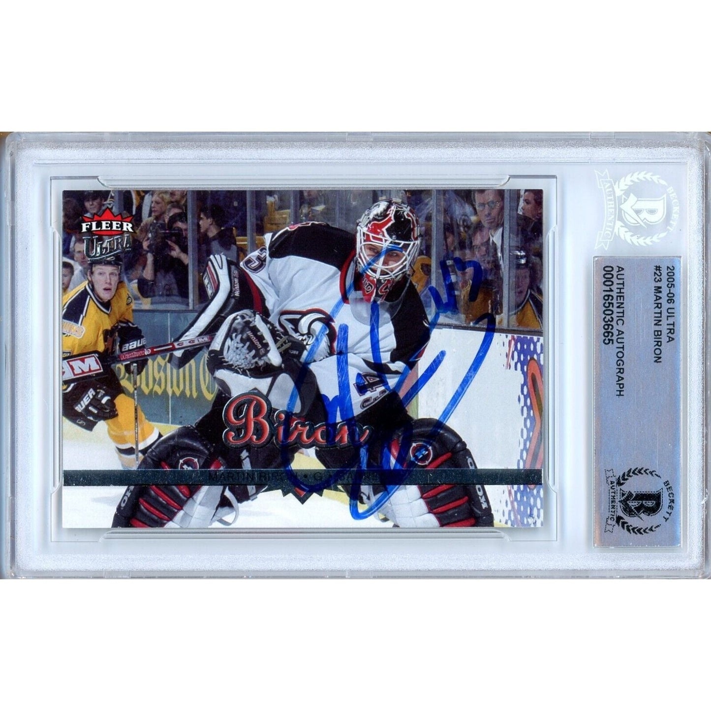 Martin Biron Buffalo Sabres Signed 2006-07 Fleer Ultra Hockey Card BAS Auth Auto Slab