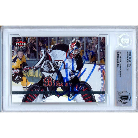 Martin Biron Buffalo Sabres Signed 2006-07 Fleer Ultra Hockey Card BAS Auth Auto Slab